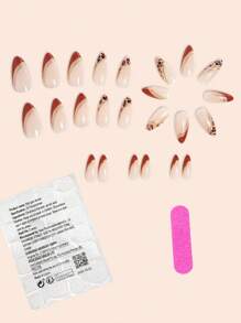 Mejore su apariencia instantáneamente con el set de 24 piezas de uñas postizas cuadradas tipo almendra. Incluye uñas falsas de estilo francés con estampado de leopardo, borde biselado, rayas doradas elegantes y cobertura completa. Viene con 1 hoja de pestañas adhesivas y 1 lima de uñas de gel de gelatina. Envío aleatorio.