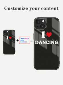 1个定制时尚心形字母名字设计防滑黑色玻璃手机壳，兼容 XR、11、12、13、14、15、16 Pro Max、A14、A15、A16、A55、A54、A53、S24 Ultra、S23 Ultra、S25 Ultra、A05S - 黑色 - 查看 5