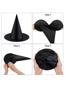 6 sombreros de bruja para disfraz de Halloween con cordón ajustable de talla 100 para decoración de patio