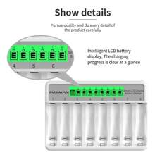 PUJIMAX AA/AAA1.2V NiMH Battery Smart Charger, 8 Independent Slots, With LCD Display, USB Charger, Fast Charging, Charging Protection, Home Essentials [Do Not Charge Disposable Batteries]