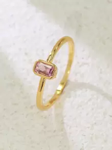 Charm-In Minimalist Style Brass Ring With 14K Gold Plating And Cubic Zirconia, Hypoallergenic And Fade-Resistant, Stackable Ring For Girls, Ideal Gift For Girlfriend, Mother, Wife - Birthday, Anniversary Jewelry