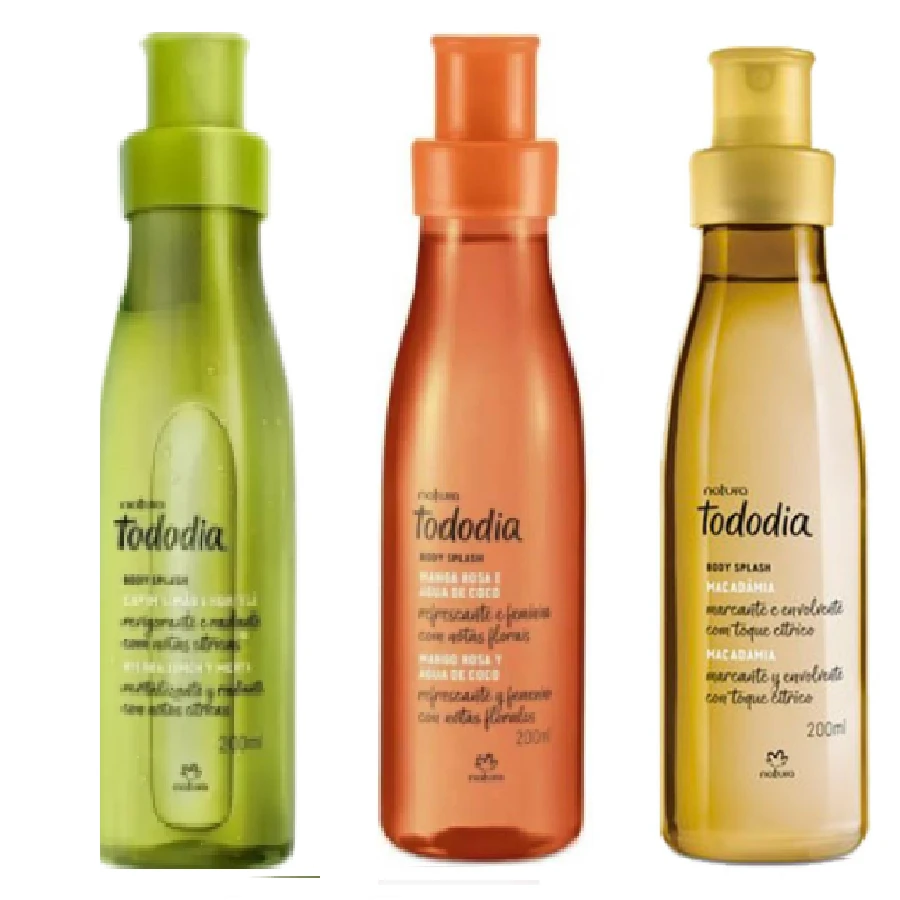 Combo Natura Tododia Body Splash Capim Limão e Hortelã + Macadâmia + Manga Rosa E Água de Coco - Amarelo - Visão 1