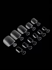 550Pcs Charm Short Rectangle Shaped Toe Nails Set With Matte Gel And Adhesive, Transparent Box Packaging. Comfortable And Foldable, Full Coverage Diy Toe Nail Cover Set Including Acrylic Set And Nail Glue. Perfect For Parties, Dances, And Daily Wear. Press On Nails Nail Supplies Nails - Clear - View 8