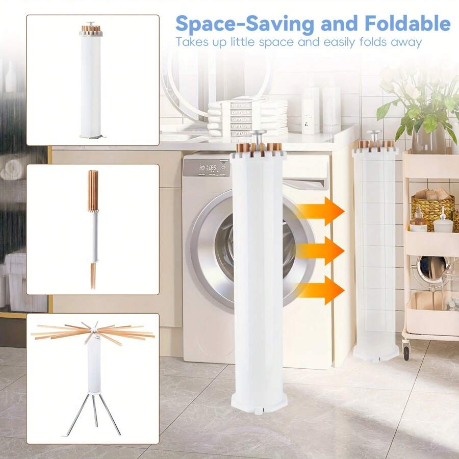 Tripod Clothes Drying Rack, Solid Wood Octopus Standing Drying Rack ...