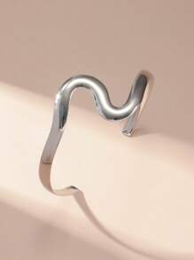 1 peça Simples e Elegante Minimalista Estilo Europeu e Americano Ajustável Assimétrico Prata Metal Pulseira Com Pontas Abertas, Design INS, Adequado Para Uso Diário Feminino E Festas
