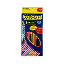 1 Paquete de lápices dúos de colores, 12 piezas y 24 colores de lápices, útiles escolar para dibujar - 1 paquete con 12piezas - Ver 1