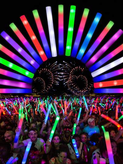 1 件/12 件/20 件泡沫 LED 多色闪光荧光棒，派对礼物，圣诞派对礼物，彩色闪光派对用品，适用于派对、婚礼、生日、新年、音乐会、体育赛事、欢呼装饰、万圣节、万圣节装饰