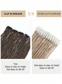 3PCS Clip In Dreadlock Extensions, 12 Strands Soft 24 Inch Synthetic Clip-In Dreads, Handmade Crochet Hair 0.6cm Dread Extensions