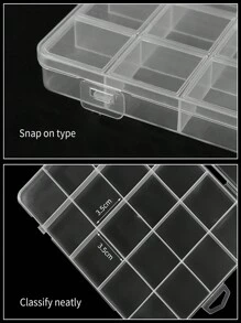 1pc High-End 20-Compartment Transparent Nail Art Accessories Storage Box, Diamond Box With Cover, Non-Removable Portable Plastic Organizer For Jewelry Tools And Diamonds - Clear - View 5