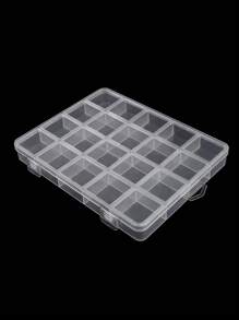 1pc High-End 20-Compartment Transparent Nail Art Accessories Storage Box, Diamond Box With Cover, Non-Removable Portable Plastic Organizer For Jewelry Tools And Diamonds - Clear - View 2