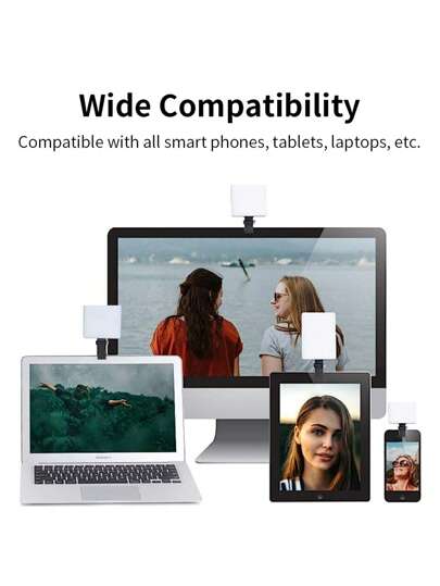 1pc Portable Mini Clip-On Fill Light, Selfie Ring LED Light, Adjustable Brightness LED Video Light, Suitable For Camera And Camcorder Vlogging, For Photo Selfie, Video Recording, Zoom Meeting, Interview, Live Streaming, Vlog, Family Gathering, Christmas Party Shooting, Handheld Selfie, Outdoor Activities, Suitable For Selfie And Live Streaming, Portable Selfie Light