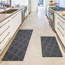 Juego de 2 Tapete para Cocina Antifatiga Alfombra de Cocina Absorbente Antideslizante Tapetes para Baño Dormitorio Estudiar - Gris - Ver 1