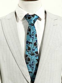 Corbata de fibra con diseño moderno y novedoso de figura de pez y patrón de océano en varios colores para hombres