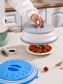 1pc Microwave Splash Guard, High Temperature Resistant Food Heating Cover, Multifunctional Foldable Food Preservation Cover, Anti-Mosquito And Dust Cover - Multicolor - View 5