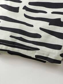 年轻男孩夏季短袖针织贴布刺绣卡通撞色休闲两件套服装 - 咖啡棕 - 查看 7