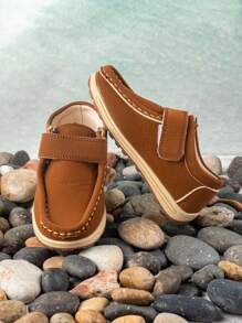 Kids Flat-Soled Sewn Marking Line Outdoor Sports Shoes - Brown - View 4