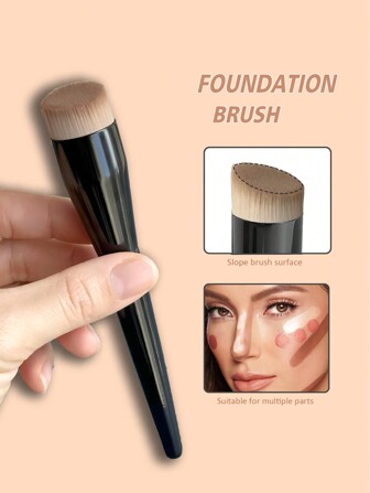 1pc Foundation Brush Broom Powder & Shadow Brush Liquid/Cream & Blush Mix Angled Professional Makeup Brush Makeup Tools,Foundation Brush,Concealer Brush,Blush Brush,Contour Brush,Blush Brush,Bronzer Brush,Powder Brush,Foundation Brush,Blush Brush