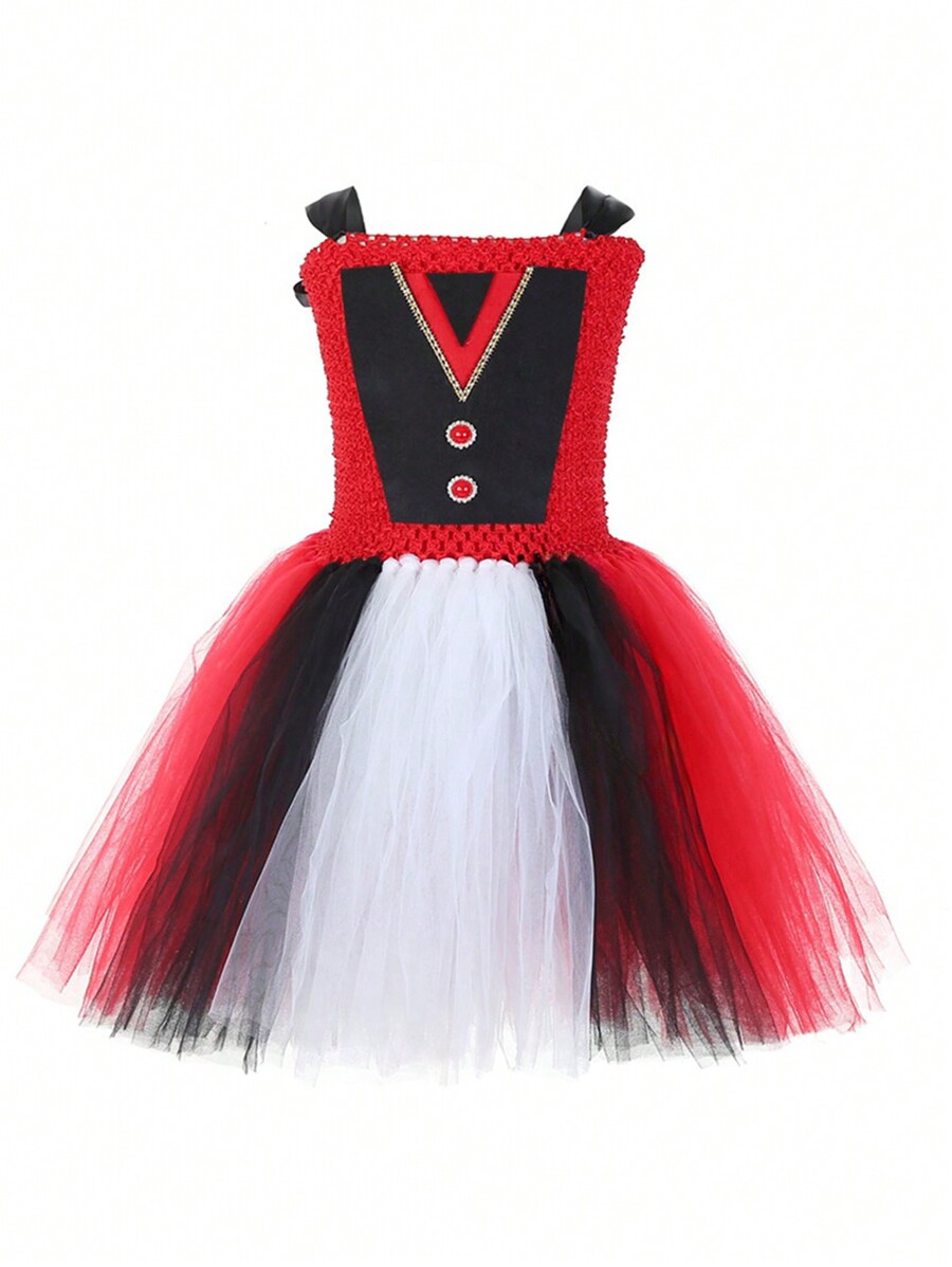 1pc Girls' Nutcracker Soldier Halloween Costume Dress, Ideal For