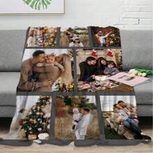 1pc Personalised Flannel Blanket With Multiple Photos, HD Print Custom Photo Blanket, Commemorative Blanket, Great Holiday Gift Cozy,Soft,Warm,Comfortable Custom,Unique,Personalized Ideal Gifts For Him Her,Boyfriend,Girlfriend,Mom,Dad,Family,Friends,Pets For Anniversaries,For Valentine's Day,For Mother's Day,For Birthdays,For Children's Day,For Father's Day,For Graduation,For Weddings,For Housewarming,For Christmass Sofa,Bed,Car,Bedroom,Living Room