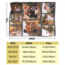 1pc Personalised Flannel Blanket With Multiple Photos, HD Print Custom Photo Blanket, Commemorative Blanket, Great Holiday Gift Cozy,Soft,Warm,Comfortable Custom,Unique,Personalized Ideal Gifts For Him Her,Boyfriend,Girlfriend,Mom,Dad,Family,Friends,Pets For Anniversaries,For Valentine's Day,For Mother's Day,For Birthdays,For Children's Day,For Father's Day,For Graduation,For Weddings,For Housewarming,For Christmass Sofa,Bed,Car,Bedroom,Living Room