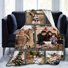 1pc Personalised Flannel Blanket With Multiple Photos, HD Print Custom Photo Blanket, Commemorative Blanket, Great Holiday Gift Cozy,Soft,Warm,Comfortable Custom,Unique,Personalized Ideal Gifts For Him Her,Boyfriend,Girlfriend,Mom,Dad,Family,Friends,Pets For Anniversaries,For Valentine's Day,For Mother's Day,For Birthdays,For Children's Day,For Father's Day,For Graduation,For Weddings,For Housewarming,For Christmass Sofa,Bed,Car,Bedroom,Living Room