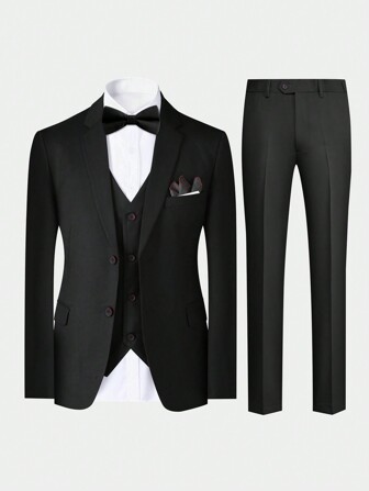 CLOUDSTYLE مجموعة بدلة يومية بسيطة بلون صلب للرجال