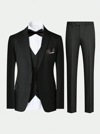 CLOUDSTYLE Men's Solid Color Simple Daily Suit Set