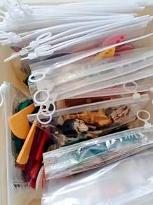 Bộ 50 Túi Bảo Quản Bằng Nhựa Mờ Trong Suốt Có Dây Rút, Bao Bì Quần Áo, Dụng Cụ Sắp Xếp Đồ Vệ Sinh Du Lịch, Đa Chức Năng, Di Động, Chống Thấm Nước - trắng - Xem 3