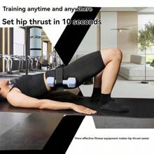 1入專業強化訓練臀橋帶，男女皆宜，舉重與臀部保護輔助，瑜伽與家庭運動推帶啞鈴臀部推腰帶，健身輔助器材 - 黑色 - 查看 3
