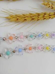 1pair Colorful Floral Beaded Shoe Charms With Silver Beads For Detachable Shoes - Multicolor - View 2