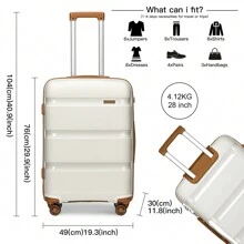 Lightweight Hard Shell Suitcase 20/24/28 Inch Or 3 Piece Set With Spinner Wheels TSA Lock Cabin Carry On Check In Travel Trolley For Holiday - Beige - View 7