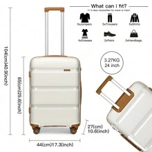 Lightweight Hard Shell Suitcase 20/24/28 Inch Or 3 Piece Set With Spinner Wheels TSA Lock Cabin Carry On Check In Travel Trolley For Holiday - Beige - View 6