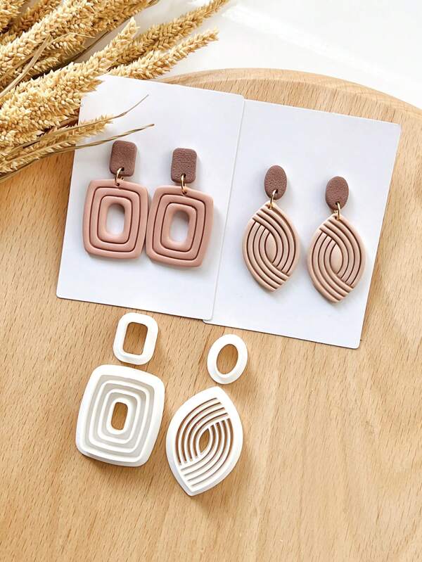 4Pcs Embossing Polymer Clay Cutters, Summer Boho Embossing Clay Earring Cutter For Polymer Clay Jewelry Making, Polymer Clay Stud Earring Making Tool, Clay Jewelry Making Kit, Made By PLA