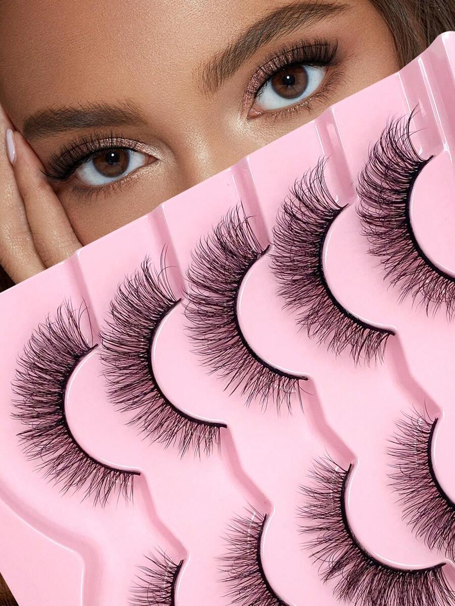 5 Pairs Natural Looking Soft & Silky False Eyelashes, Suitable For Daily Makeup, Faux Mink Eyelashes, Strip Eyelashes - Cat Eye Lashes - View 1