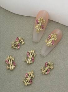 10 Stücke Gold & Silber Pulver Diamant Dollarzeichen Nagel Kunst Dekoration, Symbol aus Münzlegierung 3D Luxus Nagel Glitzer Schmuck DIY Nagelanhänger Nagel Edelsteine Nagelbedarf