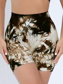 3 pezzi Pantaloncini per l'allenamento Tie-Dye per le donne, pantaloncini da biker aderenti per sollevamento del sedere a vita alta per yoga e palestra senza soluzione di continuità, attrezzatura sportiva da donna