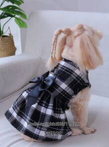 1 Quần Áo Thú Cưng Họa Tiết Lưới Nơ Trang Trí Đầm Cho Chó Mèo - Đen và trắng - Xem 14