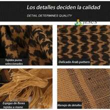 Bufanda Militar Arabe Shemagh Tactica Palestinas Algodón - Gris - Ver 3