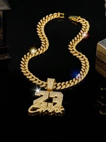 1個幸運數字23男士項鍊，嘻哈風情侶項鍊，節日送禮給家人和朋友的禮物 - 數字23 - 查看 6