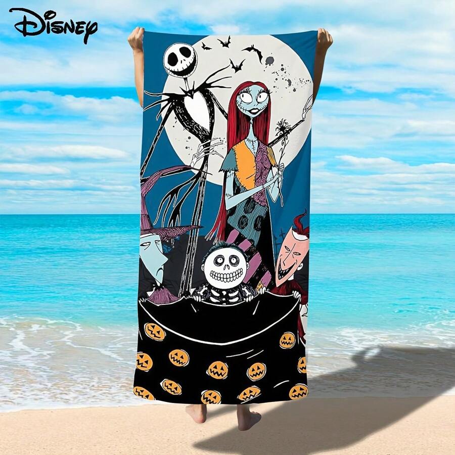 MIN ISO No use 1入組「鬼夜驚魂前夜」沙灘毛巾，超強吸水和快速乾燥遊泳毛巾，輕量柔軟的沙灘毯，適用於海灘、游泳、戶外露營旅行等，理想的沙灘必備品 - 藍色 - 查看 1