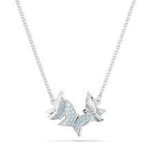 Swarovski Lilia 项链 蝴蝶，蓝色，镀铑