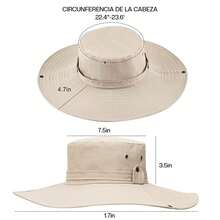 Sombreros de Sol para Mujeres - Sombrero de Sol para Mujer, ala Ancha, Plegable, Transpirable, Impermeable, Proteccion Solar UV Gorras para Pesca/Senderismo (12cm/ UPF 50+) Entrega Mangas para Brazos - Caqui - Ver 6