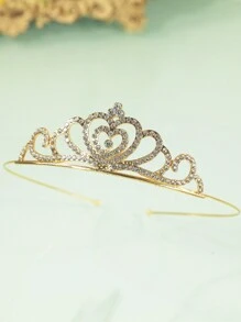 1pc Silver Crown Mini Headband Hair Accessory For Girls, Suitable For Daily Wear And Festival Dress Up, Kids' Stage Performance Catwalk Decoration