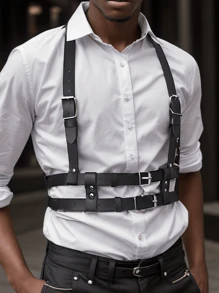 1 件男士黑色皮带，时尚束缚腰带，适合日常穿着、派对、俱乐部服装背带万圣节外出服装婚礼派对和礼物万圣节配饰，万圣节服装秋冬配饰万圣节服装，适合青少年、青年、男士、休闲、户外、运动、度假、毕业礼物、生日、日常穿着