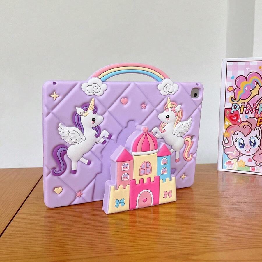 1pc Castelo e Unicórnio Design Capa de Proteção para iPad, Compatível com iPad 7/8/9, iPad Air 5/4/3 9ª Geração 10.2", iPad Pro 11", iPad Mini 5, A7/A8/A9 Plus