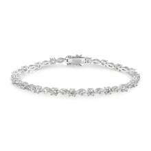 MDFUN 1pc Platinum Plated Diamond & Zirconia Eye-Shaped Elegant Jewelry Tennis Bracelet, Suitable For Women - White - View 9