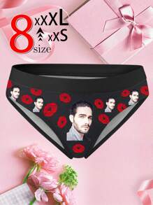 Regalo del Día de San Valentín Ropa interior a juego para parejas, ropa interior personalizada para mujeres, regalos divertidos para novia, esposa, 1 pieza de lencería con diseño personalizado