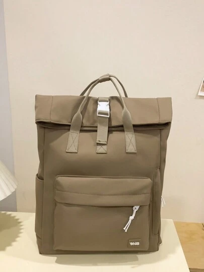 1 stuk effen functionele rugzak voor dames, geschikt voor woon-werkverkeer en reizen, eenvoudige, casual functionele rugzak voor dames, effen functionele rugzak voor dames, eenvoudige, sportieve zwarte rugzak voor dames