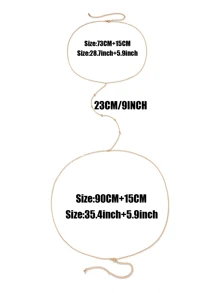 1 件装金色/银色性感身体链 交叉细胸罩比基尼腰部腹部身体链 海滩身体项链 女士珠宝 - 金色 - 查看 3