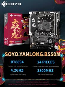 SOYO AMD B550M Gaming Motherboard USB3.1 M.2 Nvme Sata3 DDR4 Dual Channel Supports RYZEN R3 R5 R7 3000 4000 5000 CPU AM4 Socket - Black - View 1